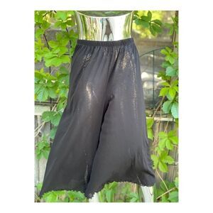 Sheer Black Mesh Culottes Wide Leg Pants Cropped Sz XL